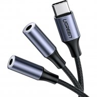 Кабель «Ugreen» USB Type C Male to 3.5mm 2 Female Audio Cable, AV144, silver, 30732, 25 см