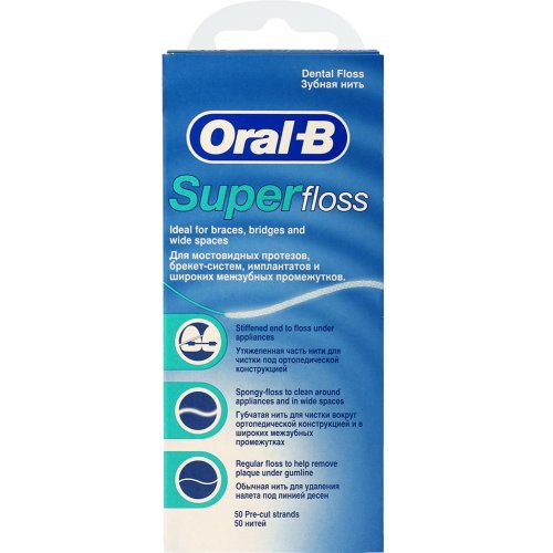 Нить зубная «ORAL-B» Super floss, 50 м