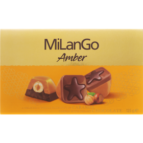 Конфеты «Milango Amber» фундук, карамель, нуга и шоколад, 125 г