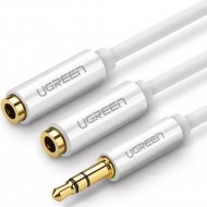 Переходник «Ugreen» 3.5mm Aux Stereo Audio Splitter Cable with Braid 20cm AV123, White, 10780