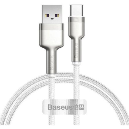 Кабель Baseus Cafule, Metal Data USB to Type-C 66W, White, CAKF000102, 1 м