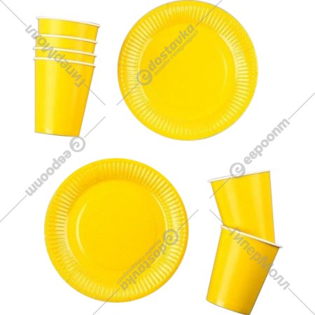 Набор одноразовой посуды «Toys» SG9683693, из бумаги, желтый, 12 предметов