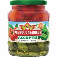Огурцы и томаты консервированные Разносольников маринованные, 680 г
