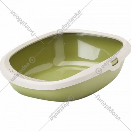 Туалет-лоток «Savic» Gizmo Medium, мокка-гранит/зеленый, 44х35.5х12.5 см