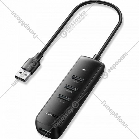 USB-хаб «Ugreen» USB3.0 to 4 USB 3.0 Hub 0.25m, Black, 10915