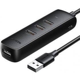 USB-хаб «Ugreen» USB3.0 to 4 USB 3.0 Hub 1m, Black, 80657