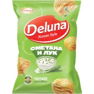 Снеки Deluna кукурузные ракушки, со вкусом сметаны и лука, 60 г