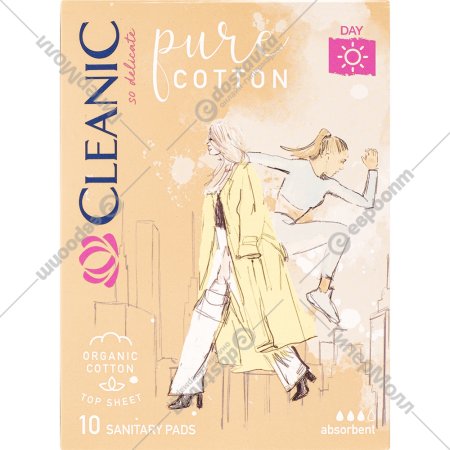 Женские гигиенические прокладки «Cleanic» Pure Cotton, дневные 3, 10 шт