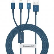 Кабель «Baseus» Superior, Fast Charging Data USB to M+L+C 3.5A, Blue, CAMLTYS-03, 1.5 м
