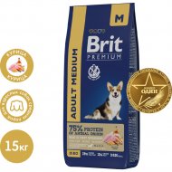 Корм для собак «Brit» Premium, Adult Medium, для средних пород, с курицей, 5049967, 15 кг