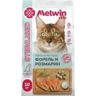 Корм для кошек «MELWIN» для стерилизованных, форель/розмарин, 10 кг