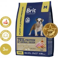 Корм для щенков «Brit» Premium, Puppy and Junior Medium, с курицей, 5049929, 3 кг