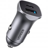 Автомобильное зарядное устройство «Ugreen» USB-C PD+USB-A QC 20W Fast Car Charger CD130, Silver 30780