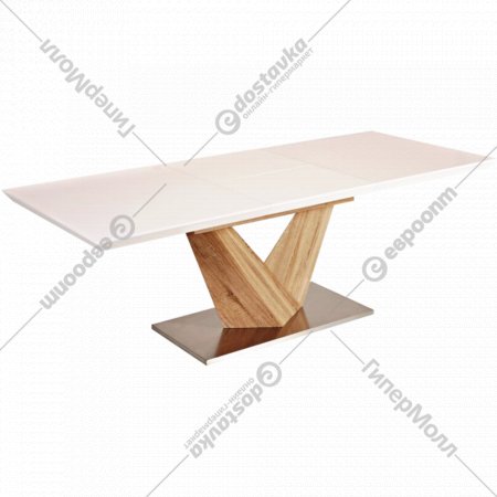 Обеденный стол «Signal» Alaras 160, раскладной, белый лак/дуб сонома