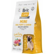 Корм для щенков «Brit» Care Mini Puppy&Junior Healthy Growth, индейка, 1.5 кг