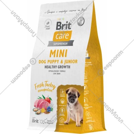 Корм для щенков «Brit» Care Mini Puppy&Junior Healthy Growth, индейка, 1.5 кг