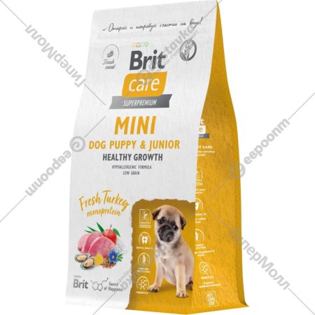 Корм для щенков «Brit» Care Mini Puppy&Junior Healthy Growth, индейка, 400 г