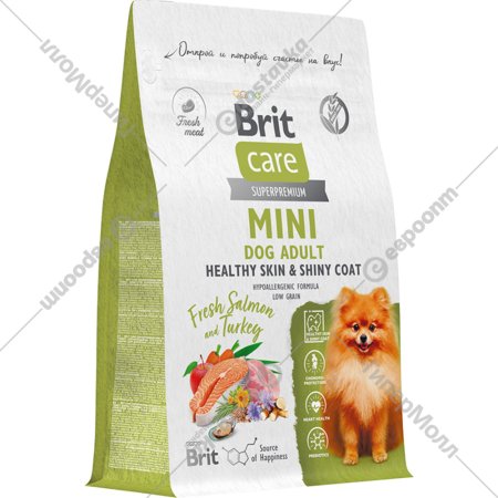 Корм для собак «Brit» Care Mini Adult Healthy Skin&Shiny Coat, лосось/индейка, 1.5 кг