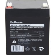 Аккумулятор «GoPower» свинцово-кислотный, LA-1245, 12V, 4.5Ah