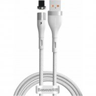 Кабель «Baseus» Zinc Magnetic Safe Fast Charging Data USB to IP 2.4A, White, CALXC-K02, 1 м