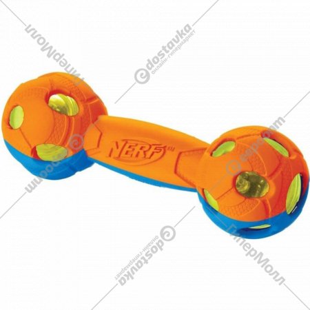 Игрушка для собак «Nerf» Гантель двухцветная светящаяся, 35170 17.5 см
