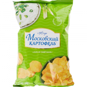 Чипсы «Мос­ков­ский Кар­то­фель» со вкусом лука и сме­та­ны, 130 г