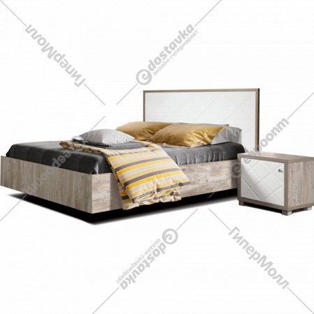 Кровать «Мебель-КМК» 1400 Кристал, КМК 0650.12, дуб юкон/белый