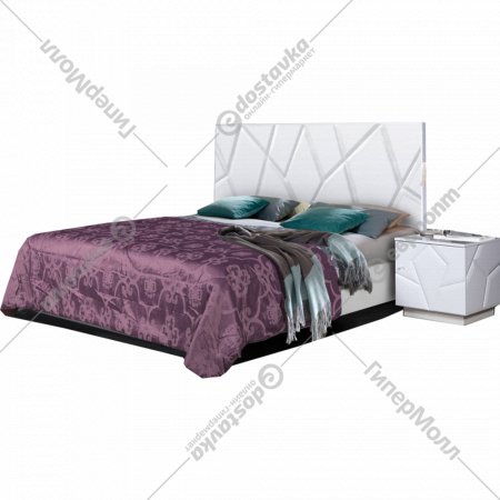 Кровать «Мебель-КМК» 1600 Кензо 1, КМК 0674.2, белый/белый глянец