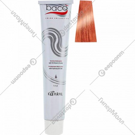 Крем-краска для волос «Kaaral» с гидролизатами шелка, светлый интенсивный медный блондин, Baco 8.44, 100 мл