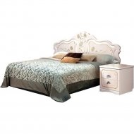 Кровать «Мебель-КМК» 1600 Мелани 1, КМК 0434.6-01, белый/белый металлик1/золото