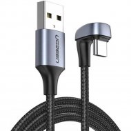 Кабель «Ugreen» USB2.0-A to Angled USB-C Aluminum Case with Braided, US311, Black, 70313, 1 м
