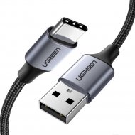 Кабель «Ugreen» USB-A 2.0 to USB-C Nickel Plating Aluminum Braid, US288, Black, 60128, 2 м