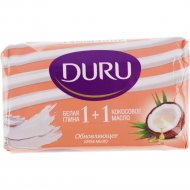 Туалетное крем-мыло «Duru» 1+1 белая глина+масло кокоса, 80 г