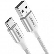 Кабель «Ugreen» USB-A 2.0 to USB-C Nickel Plating Aluminum Braid, US288, White, 60133, 2 м