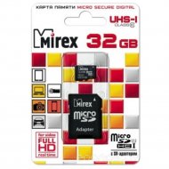 Карта памяти «Mirex» microSDHC UHS-I (Class 10) 32GB + адаптер (13613-ADSUHS32).