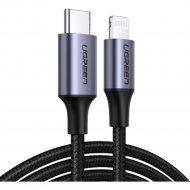Кабель «Ugreen» USB-C to Lightning M/M Aluminum Shell Braided, US304, Black 60760, 1.5 м