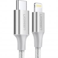 Кабель «Ugreen» USB-C to Lightning M/M Aluminum Shell Braided, US304, Silver 70524, 1.5 м