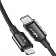 Кабель «Ugreen» USB-C to Lightning M/M Rubber Shell, US171, Black, 60751, 1 м