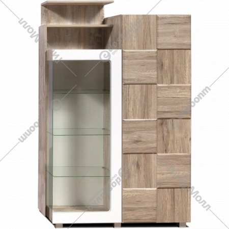Шкаф с витриной «Мебель-КМК» Л Риксос, КМК 0644.2, дуб юкон/белый глянец/санремо