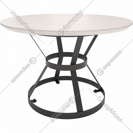 Обеденный стол «Millwood» Дублин, дуб белый крафт/опора черный муар, 100х100х75 см