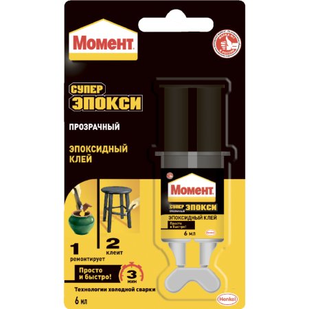 Клей «Момент» СУПЕР ЭПОКСИ, прозрачный, 6 мл