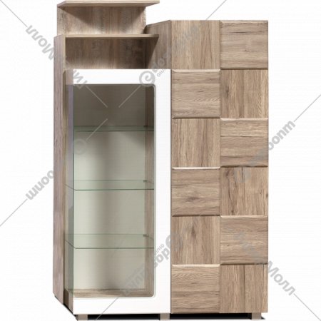 Шкаф с витриной «Мебель-КМК» П Риксос, КМК 0644.3, дуб юкон/белый глянец/санремо