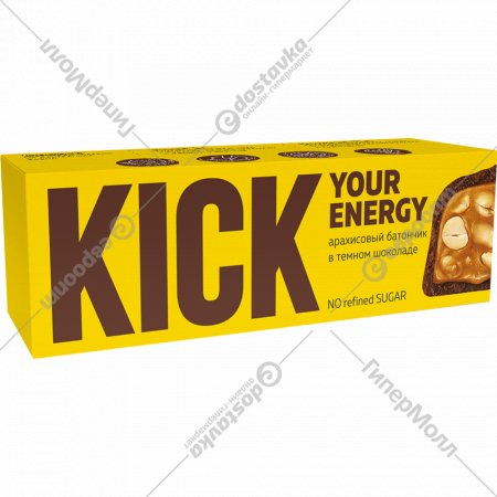 Батончик арахисовый «Kick» в темном шоколаде, 45 г