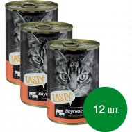 Корм для кошек «Tasty Cat» консервированный полнорационный мясное ассорти в соусе, 12х415 г