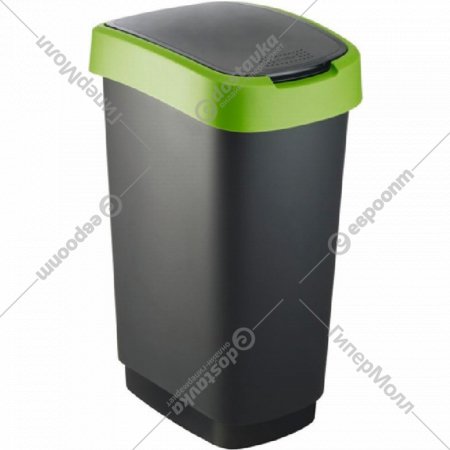 Контейнер для мусора «Rotho» Twist, черный/зеленый, 1754305519, 10 л