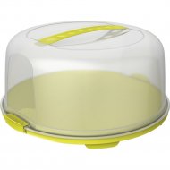 Контейнер для пирожных «Rotho» Fresh High, прозрачный/зеленый, 1722605070, 16.5х34.5х35.5 см
