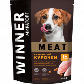 Корм сухой «Ми­ра­тор­г» Meat, для взрос­лых собак мелких пород, из аро­мат­ной ку­роч­ки, 0.5 кг