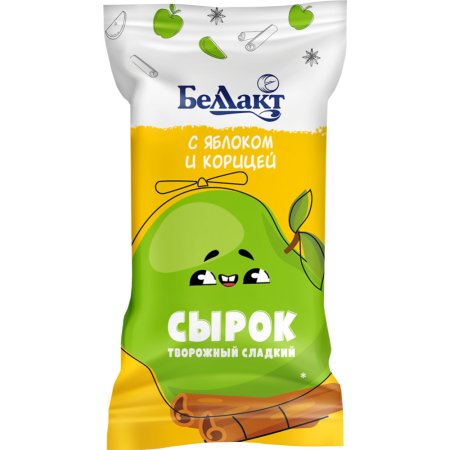 Сырок творожный Беллакт сладкий с яблоком и корицей, 7%, 100 г