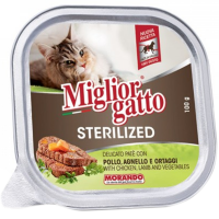 

Корм "MIGLIOR GATTO STERIL"(кур/яг)100г