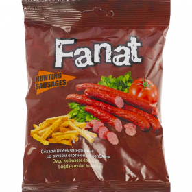 Су­ха­ри­ки пше­нич­но-ржаные «Fanat» со вкусом охот­ни­чьих кол­ба­сок, 60 г